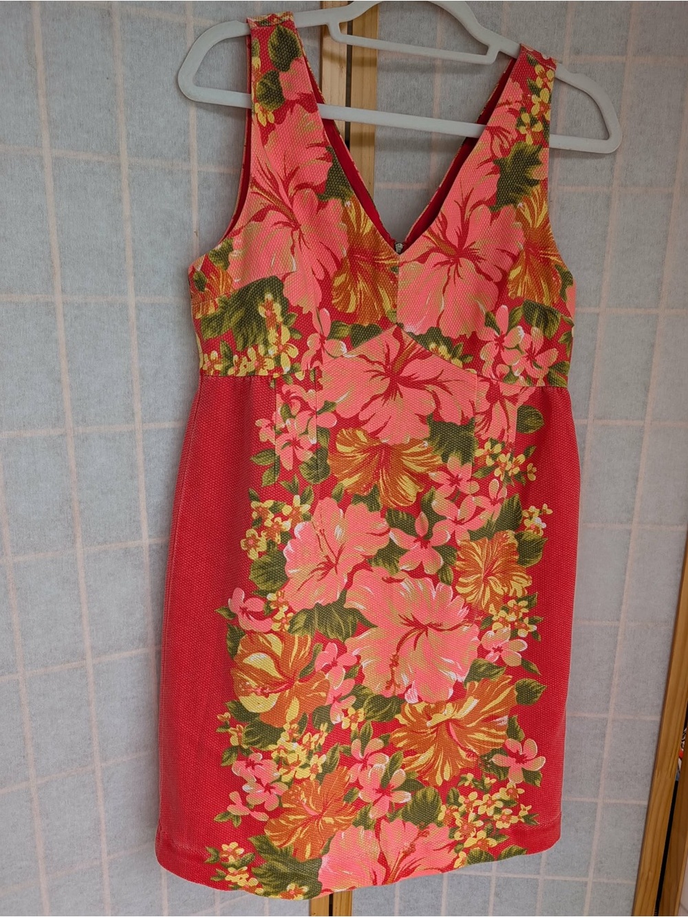 Tracy Feith Coral and Pink Textured Floral Dress